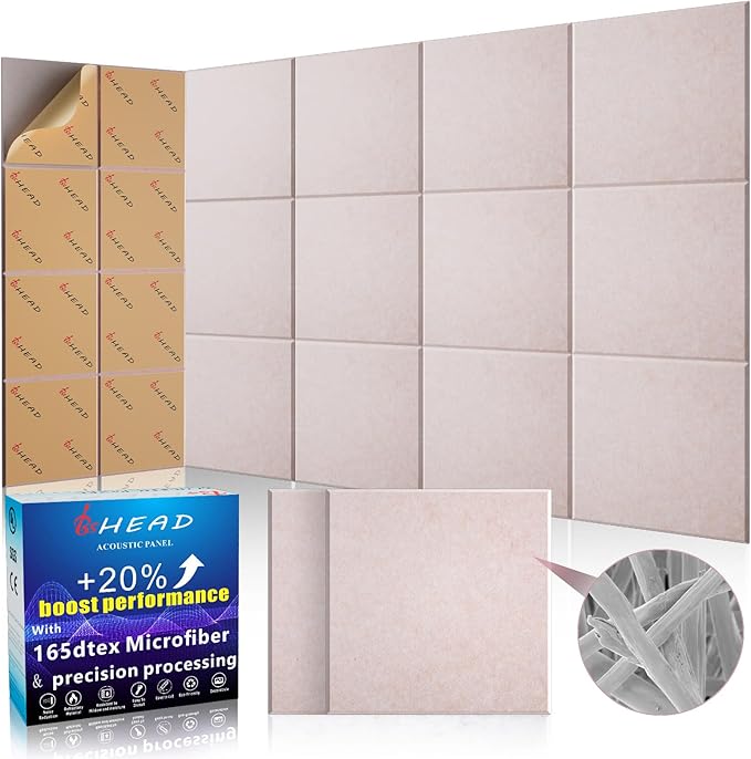 BSHEAD 10 pcs 165dtex Microfiber Acoustic Panels ，Self-Adhesive Soundproof Wall by Staytunedforournewproduct