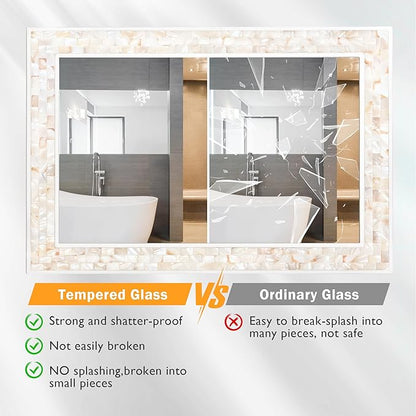 Tanmicoshomy 20x 28 Inch Rectangle Wall Mirror, Natural Shell Framed - Image 6