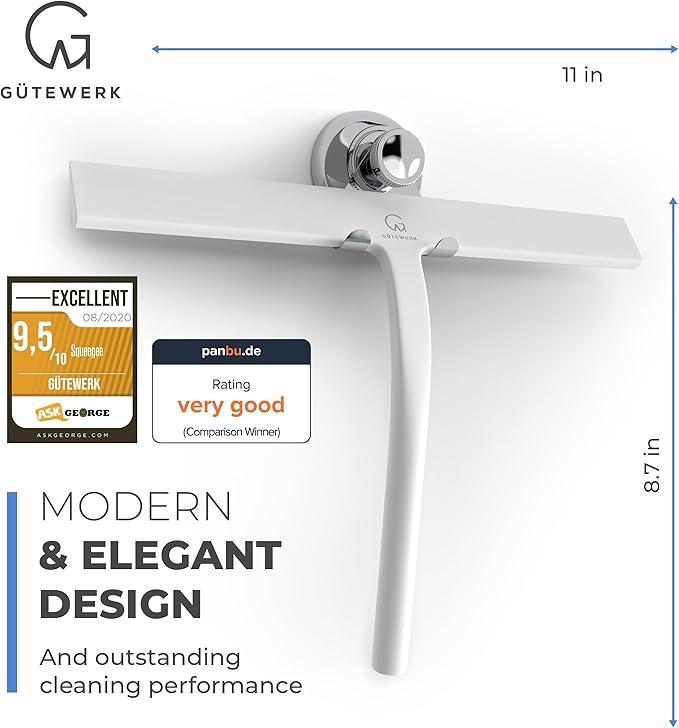 GÜTEWERK Shower Squeegee for Glass Doors, Silicone Window Squeegee, Bathroom - Image 3