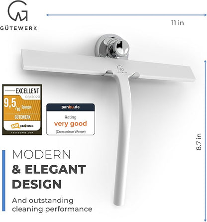 GÜTEWERK Shower Squeegee for Glass Doors, Silicone Window Squeegee, Bathroom - Image 3