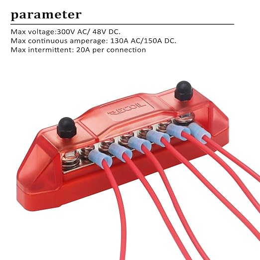 Recoil BBS25P Bus Bar 2 x M5 Studs and 5 Screw Terminals Power Distribution - Image 4