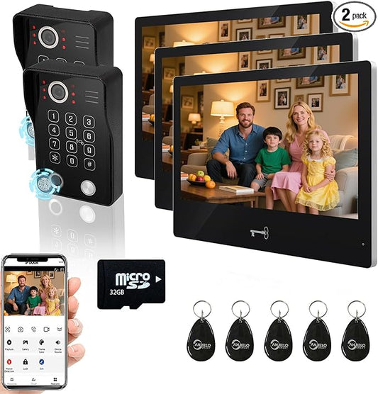 Wired Video Apartment Intercom System, Door Phone Kit, 10 Inch Touch Monitor by ANJIELOSMART