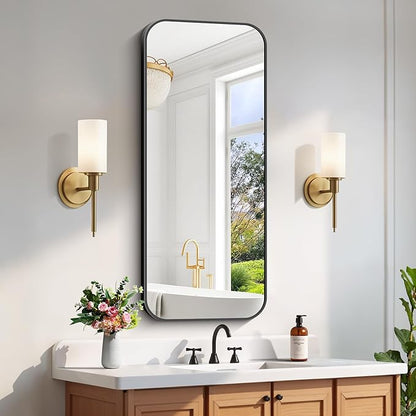 FORBATH Bathroom Mirror 20" x 48", Rectangle Black Bathroom Mirror by FORBATH