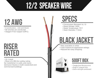 Voltive 12/2 Speaker Wire, Riser CL3R, 500ft - Image 2