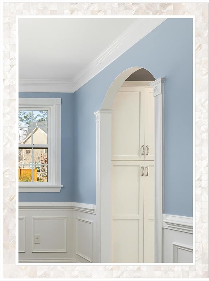 Tanmicoshomy White Shell Framed Rectangular Mirrors by Tanmicoshomy