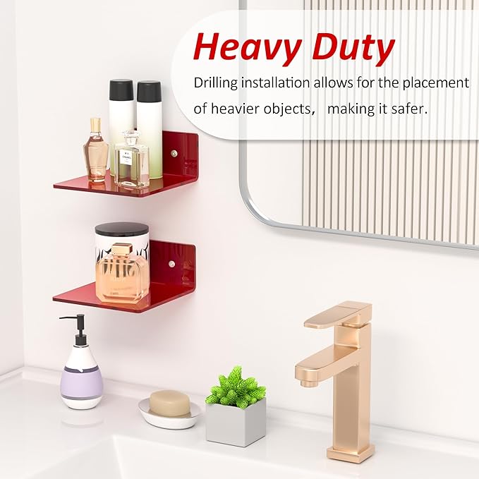 6 Inches Acrylic Small Wall Shelves, Acrylic Display Ledges - Image 3