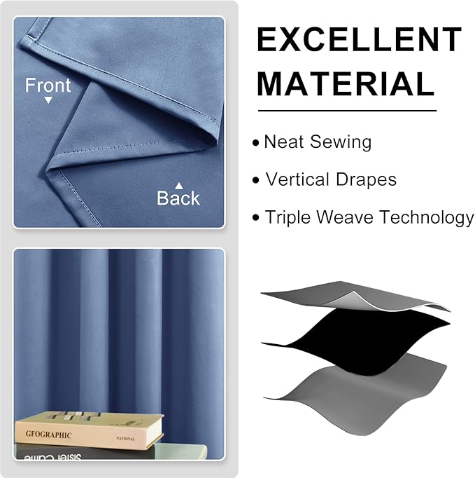 DWCN Dusty Blue Blackout Curtains - Image 5
