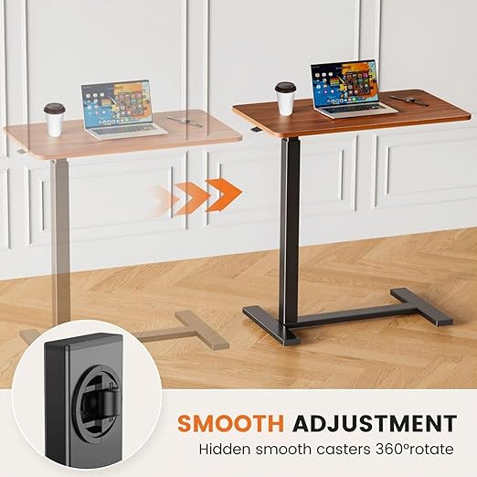 Mobile Bed Laptop Desk with Lockable Wheels and Height Adjustment Function - Image 5