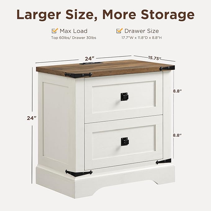 T4TREAM 24" Farmhouse Nightstand - Image 2
