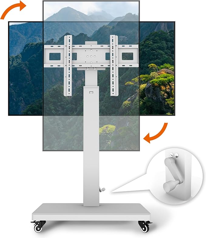 XinleTech Mobile TV Cart Stand for 32-80 Inch TVs, 90°Landscape to Portrait - Image 2