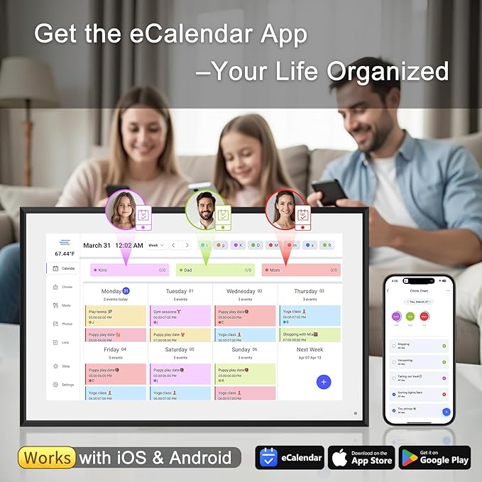 10.1 Inch Smart Digital Calendar & Chore Chart Full HD Touchscreen Display WiFi - Image 3