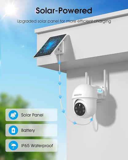 Solar Security Cameras Wireless Outdoor, 4MP 360° View Battery Powered Outdoor - Image 2