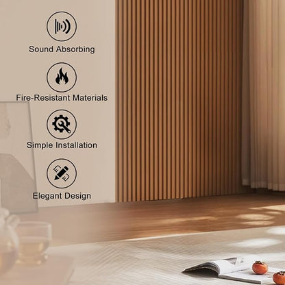 QDYMXUN Wood Slat Acoustic Wall Panels, Living Room - Image 4