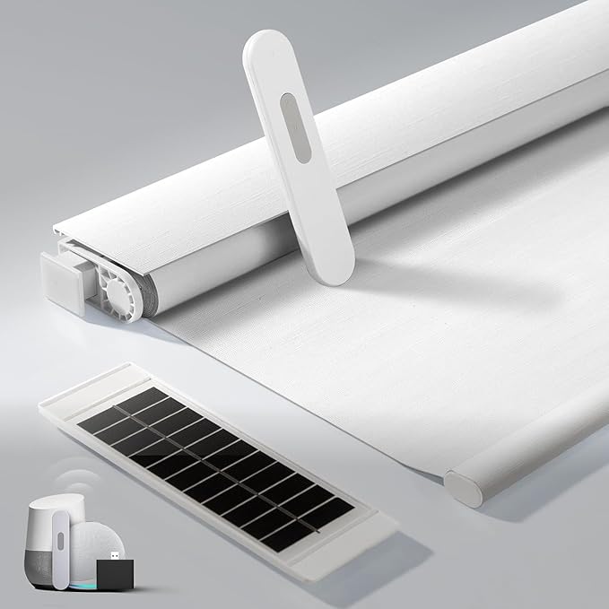 No Drill Motorized Blinds with Remote, Cordless Smart Electric Roller Shades by MUSCLEAREA