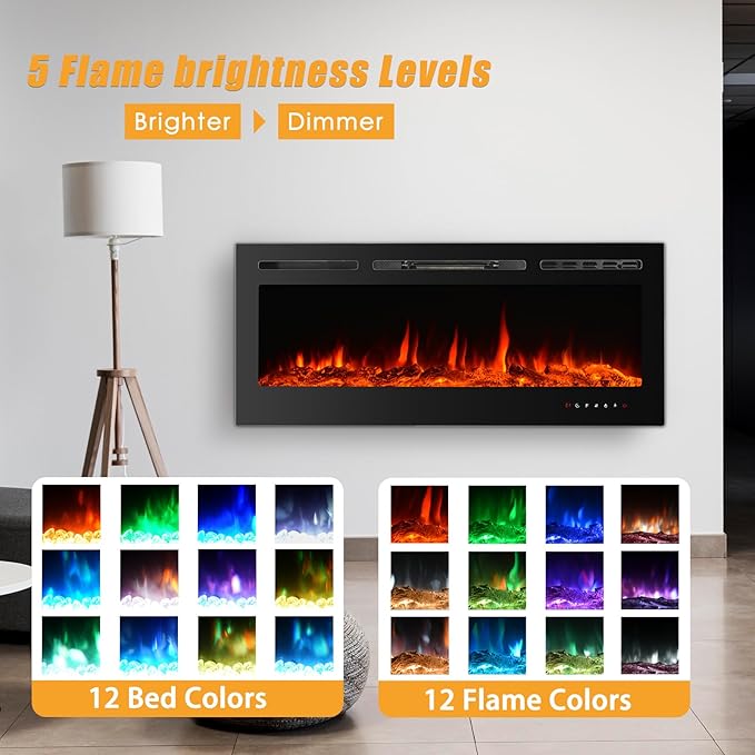 CharaVector Electric Fireplaces Recessed Wall Mounted Fireplace Insert 50 Inch - Image 7