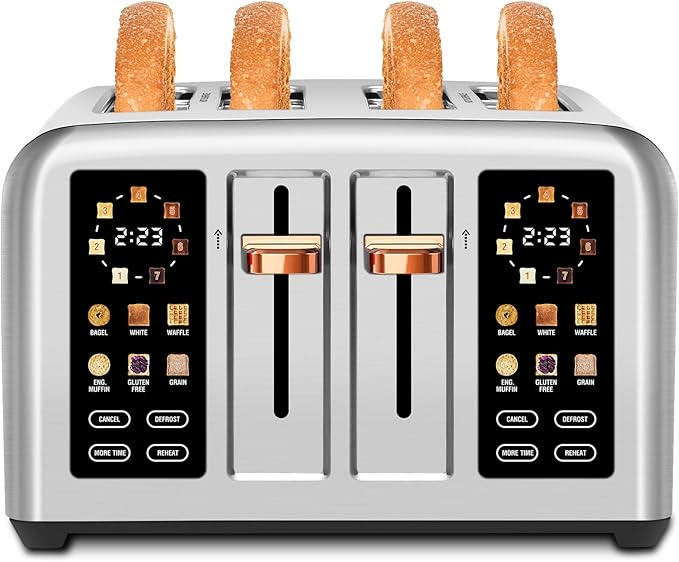 SEEDEEM Toaster 4 Slice, Stainless Steel, Touch Screen by SEEDEEM