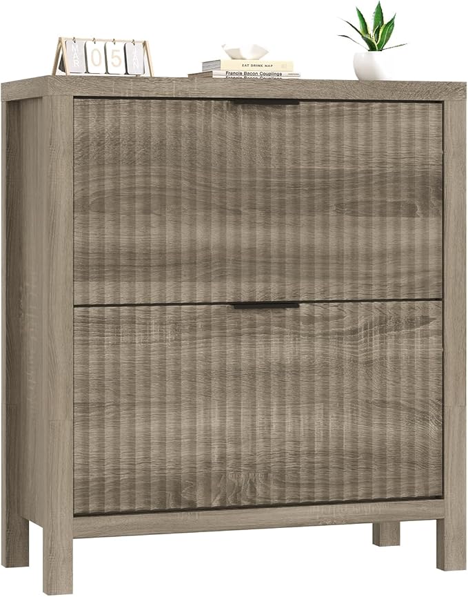 Shoe Cabinet Storage for Entryway, Fluted Shoe Cabinet - Image 9