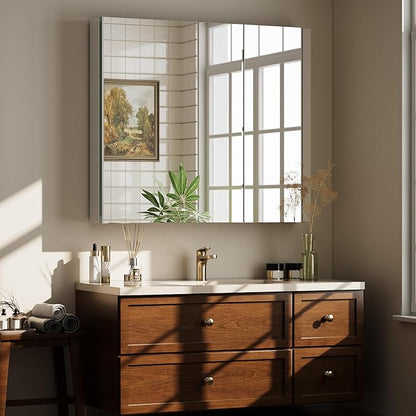 Bathroom Medicine Cabinet with Mirror, 30 Inch x 26 Inch Bathroom Mirror - Image 9