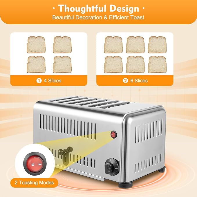 6 Slices Toaster, 1680W Commercial Bread Baking Machine - Image 7