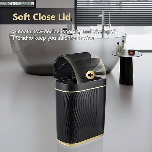 Bathroom Small Trash Can 2 Gallon Black Sensor Garbage Can - Image 6