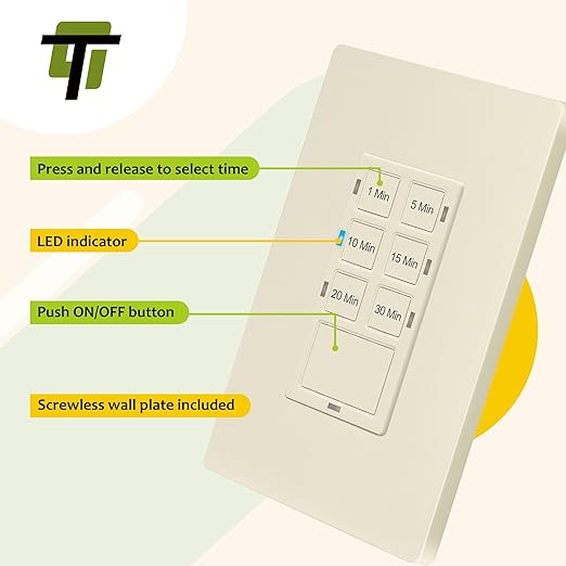 TG 30-Minute Countdown Timer Switch, 1-5-10-15-20-30 Min, - Image 5