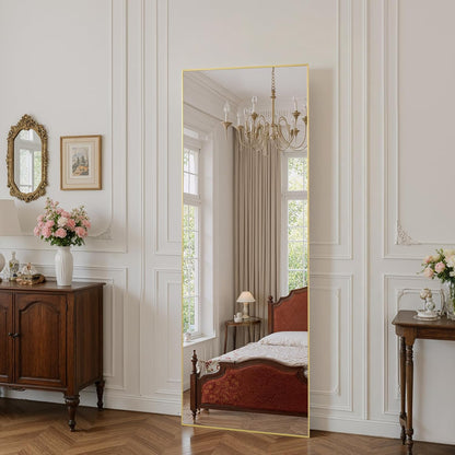 Anpark Gold Rectangle Oversized Mirror Full Length with Stand 26" x 71" Large Full Body Dressing Standing Floor Mirror for Bedroom Wall Mounted Mirror for Living Room Home Decor