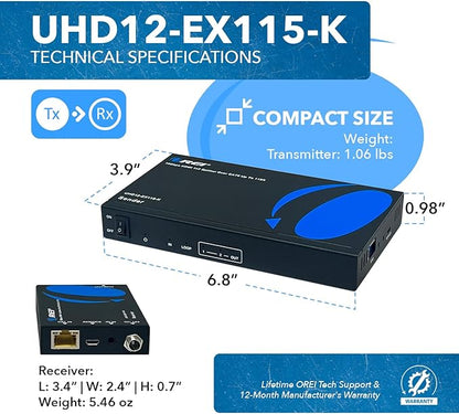 OREI 1x2 HDMI Extender Splitter 4K by Multiple Over Single Cable CAT6/7 4K@60Hz - Image 5