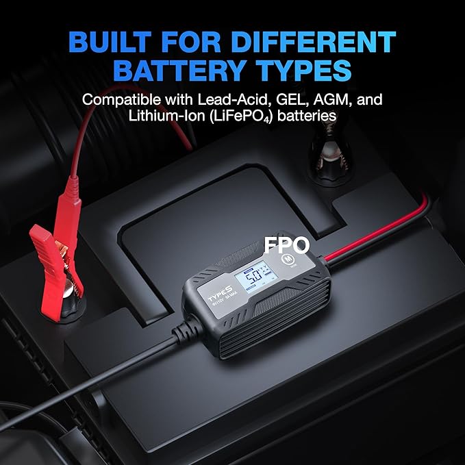 Type S 5A Smart Battery Charger & Maintainer – 6V & 12V Automatic Car Battery - Image 4
