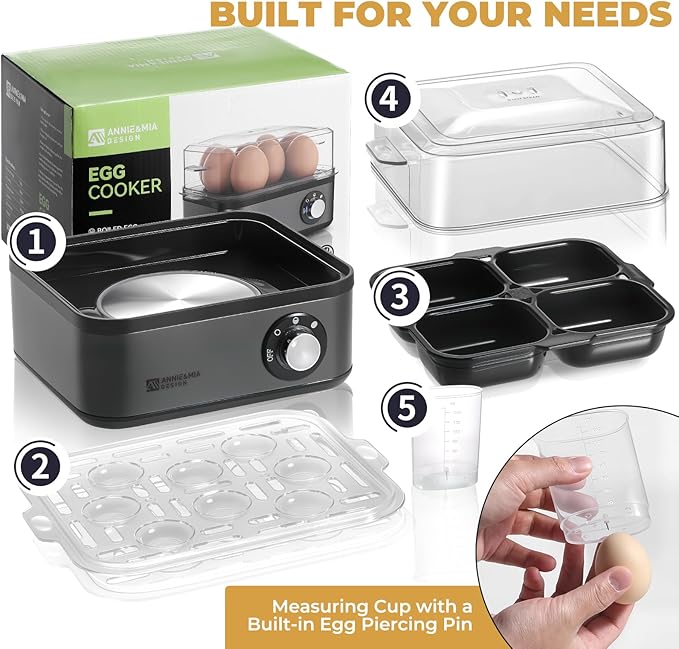 Annie & Mia Design Electric Egg Cooker, Stainless Steel 8 Egg Capacity egg - Image 7