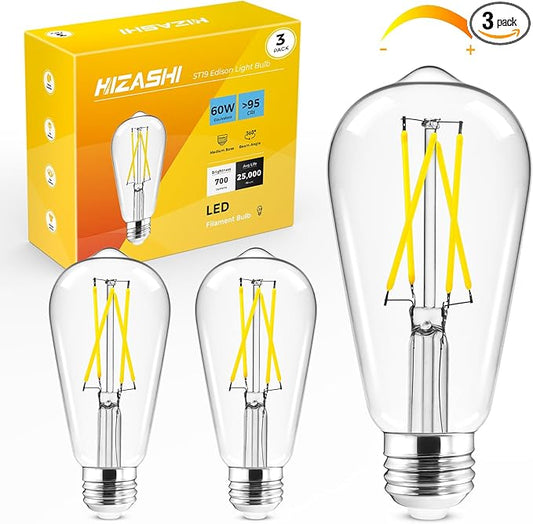 Hizashi LED Edison Bulbs, Equivalent 60W, Dimmable E26 LED Bulb, Daylight 5000K by HIZASHI