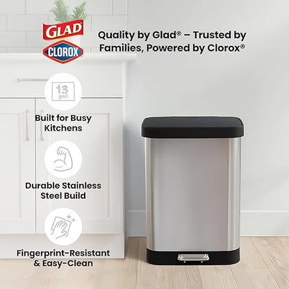 Glad GLD-74506 Stainless Steel Step Trash Can - Image 8