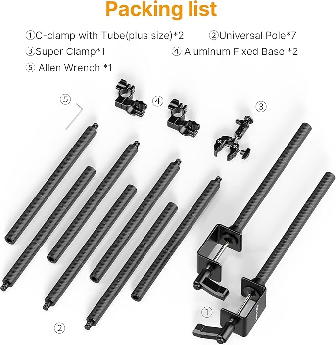 JUSMO LS15 Pro Camera Desk Mount, Aluminum Overhead Camera Mount Rig, Table - Image 6