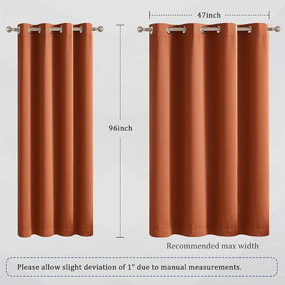 DUALIFE 96 Inch Curtains for Living Room Burnt Orange Rust Curtains for Bedroom - Image 7