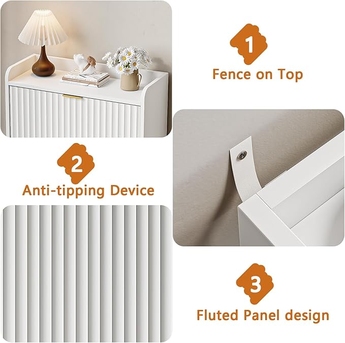 CHUWELL Fluted Shoe Cabinet Storage - Image 6