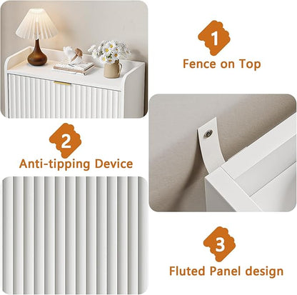 CHUWELL Fluted Shoe Cabinet Storage - Image 6