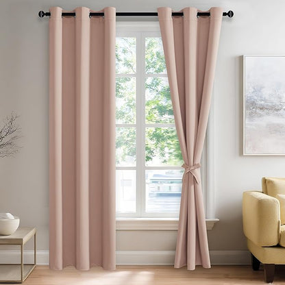 JIUZHEN Blackout Curtains with Tiebacks by JIUZHEN