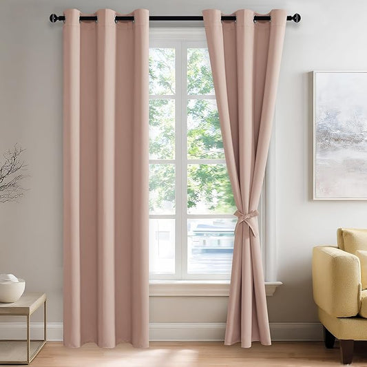 JIUZHEN Blackout Curtains with Tiebacks by JIUZHEN