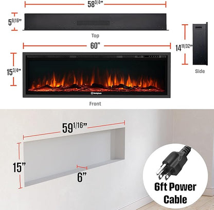Westinghouse 60 Inch Electric Fireplace Heater, Compatible - Image 2