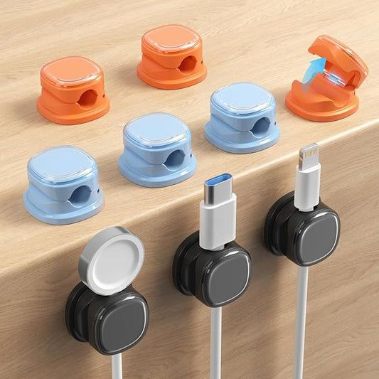 9 Pack Cord Organizer, Spring Cable Management, Adhesive Cute Cable Holder Clips by Funtin