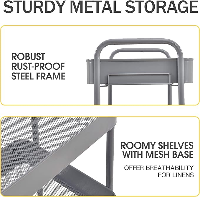 TOOLF 3-Tier Metal Rolling Cart - Image 3