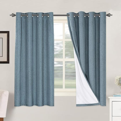 H.VERSAILTEX Linen Blackout Curtains 63 Inches Long 100% Blackout Thermal by HVERSAILTEX