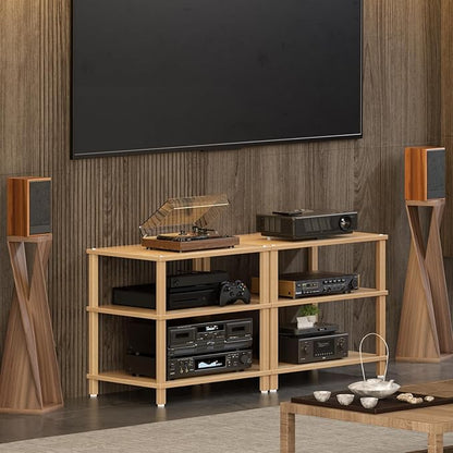3-Tier AV Media Player Stand, Natural Stereo Cabinet, Modern Audio Shelf - Image 5