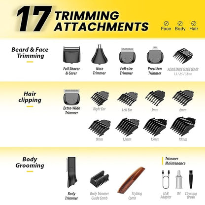 OLOV CYBER Beard Trimmer for Men, 17-in-1 Mens Grooming Kit - Image 4