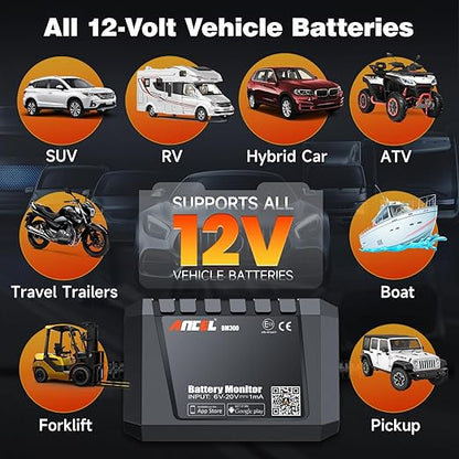 ANCEL BM300 12V Battery Monitor, Cranking System Test & Alarm - Image 8