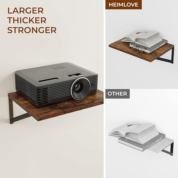 Deep Floating Shelves for Wall, 12 Inch Deep Floating Shelves Set of 3 - Image 5