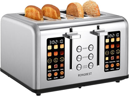 4 Slice Touch Screen Toaster, Easy-to-Use Digital Stainless Steel Toaster - Image 2