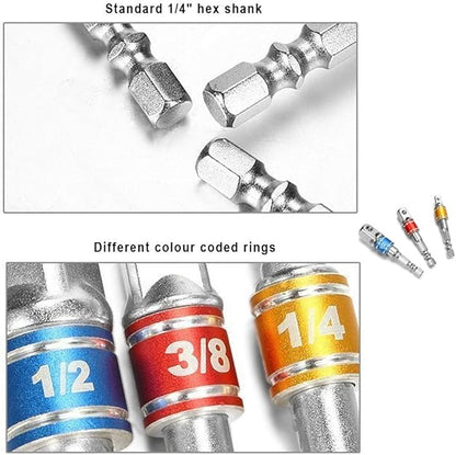 3-Piece Socket Adapter Extension Set, 1/2 Inch Hex Shank, Impact Grade - Image 7
