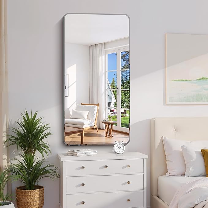 CILIBER Frameless Mirror, 24x48 Beveled Bathroom Mirror Rounded Corner - Image 6