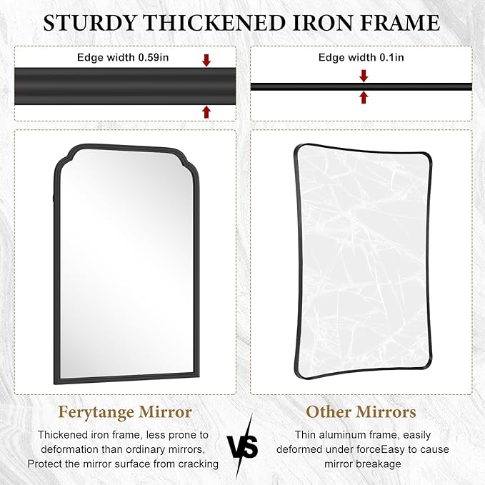 24X36 Inch Black Bathroom Mirror - Image 7