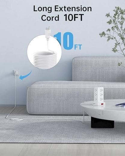 AnnTane Surge Protector Power Strip 10 FT Cord, Power Strip Tower - Image 5